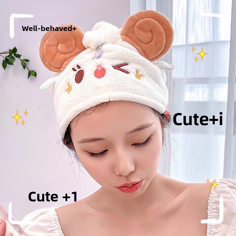 Hair Turban Towel - Sevimli Kawaii Koyun Kuru Saç Bonesi
