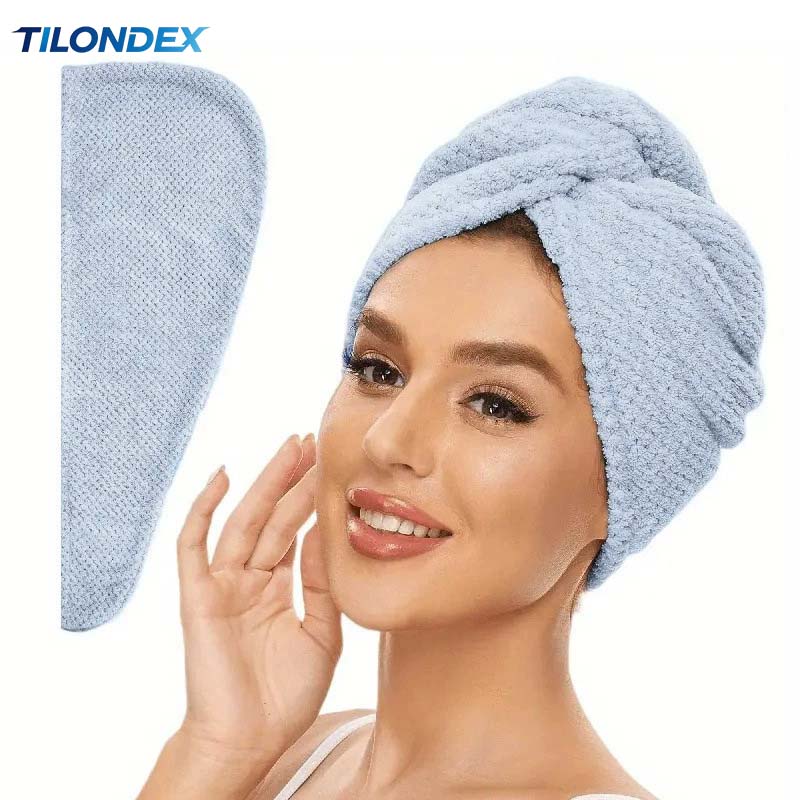 Hair Turban Towel - TILONDEX 1 Adet Çizgili Mercan Polar