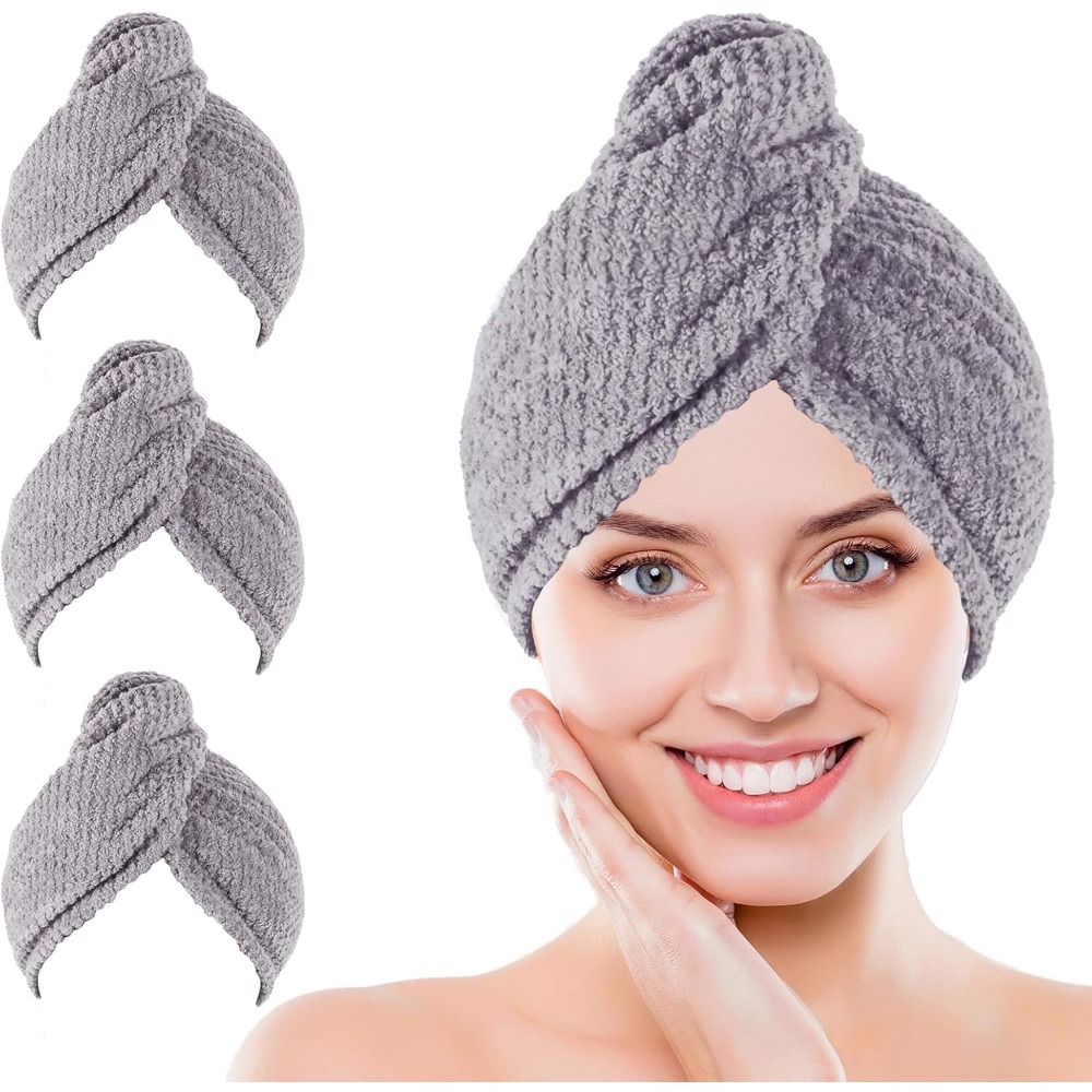 Hair Turban Towel - Kadınlar için Mikrofiber Saç Havlusu 3'lü