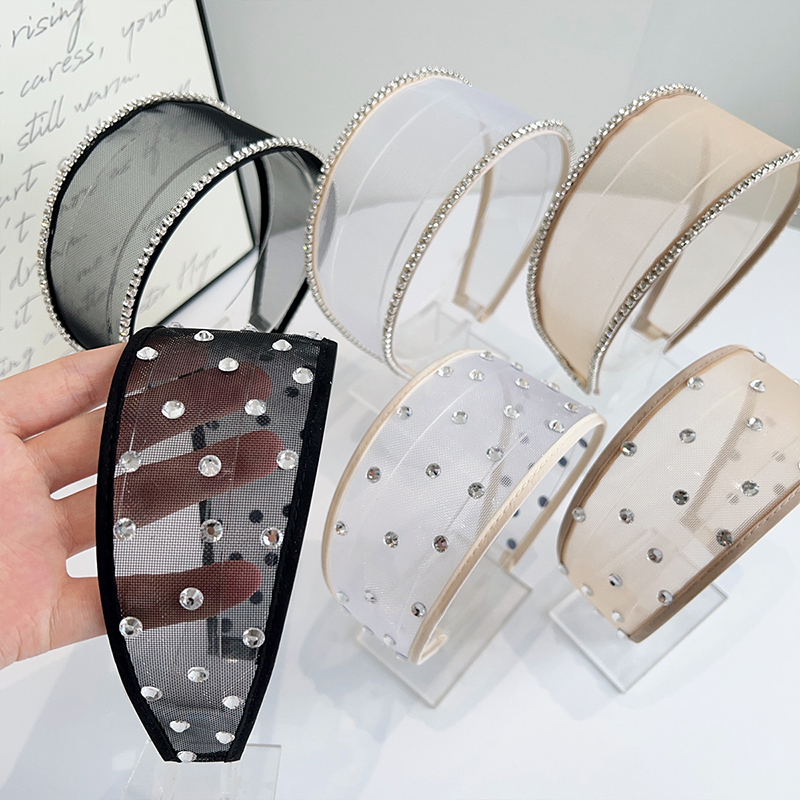 Hair Net Invisible - Yeni Düz Renk Zarif Retro Rhinestone